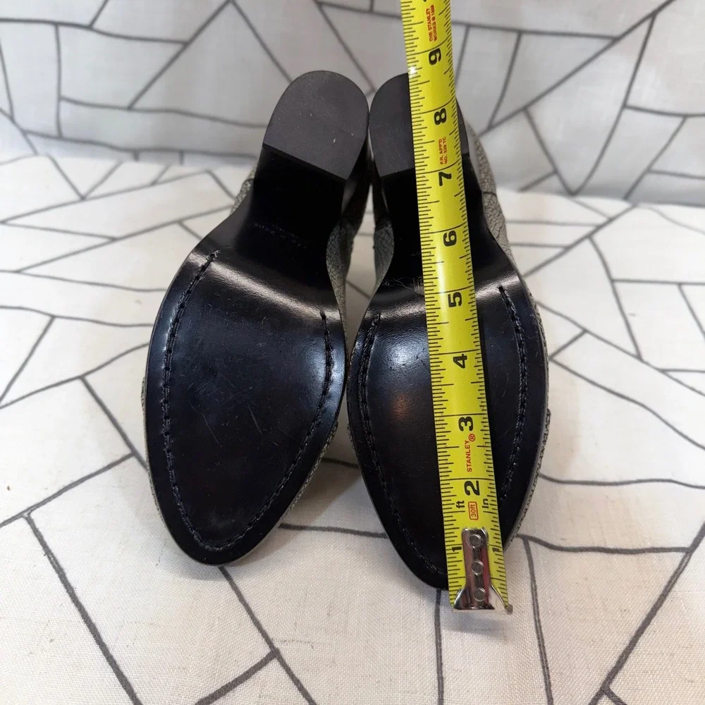 Rag & Bone Newbury Ankle Boots 39.5 Grey Black Crackle Leather Block Heel Zips
